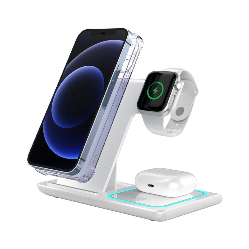 good quality 15W qi 3 in 1 fast charging portable three-in-one multifunction wireless charger station