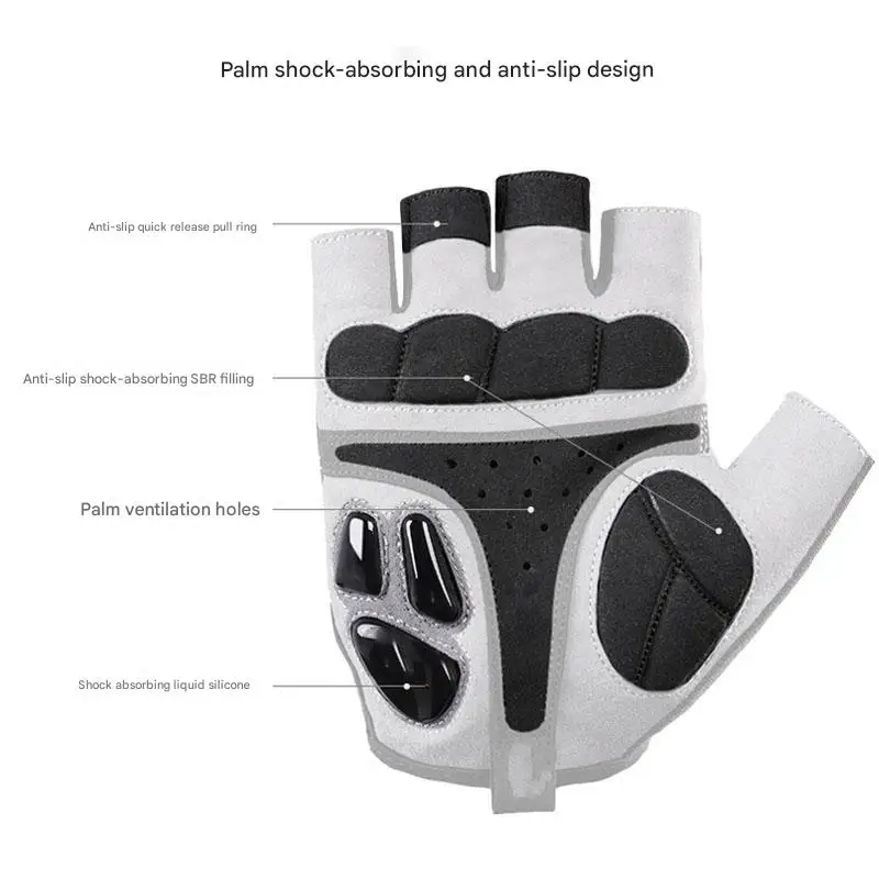 Men's Half-Finger Summer Bicycle & Motorcycle Gloves Breathable & Shock-Absorbing Non-Slip Design