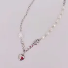 Pearl New Love Stainless Steel Necklace Women's Pearl Stainless Steel Love Necklace