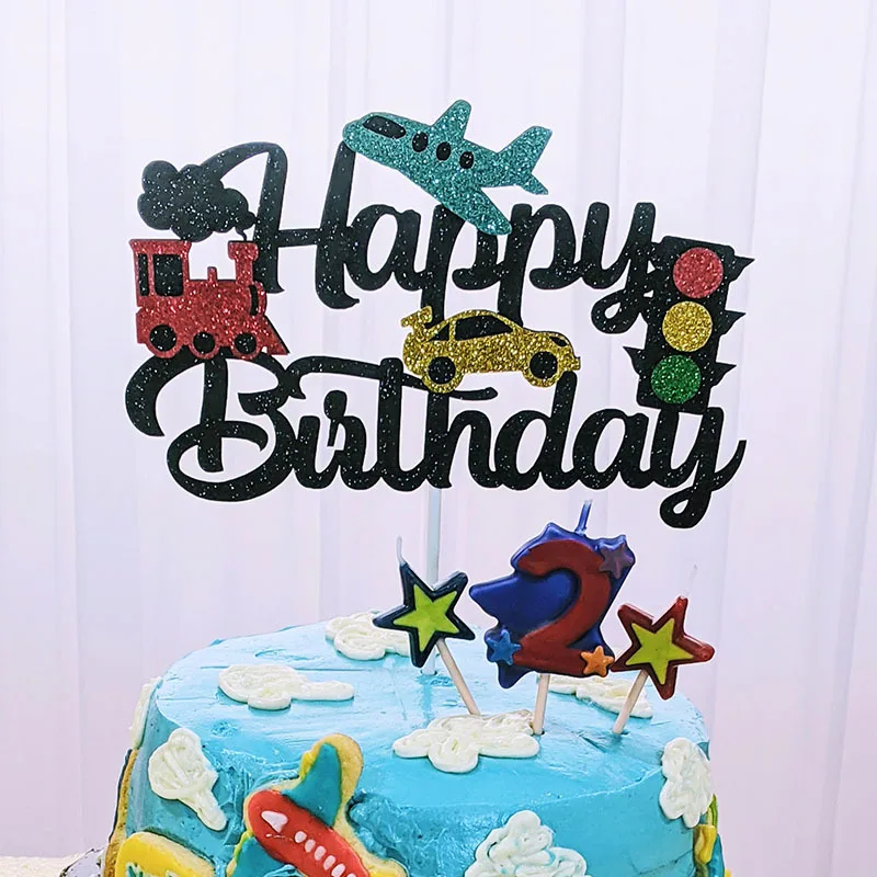 Airplane Train Car Cake Topper Transportation Theme Baby Birthday Party Decoration