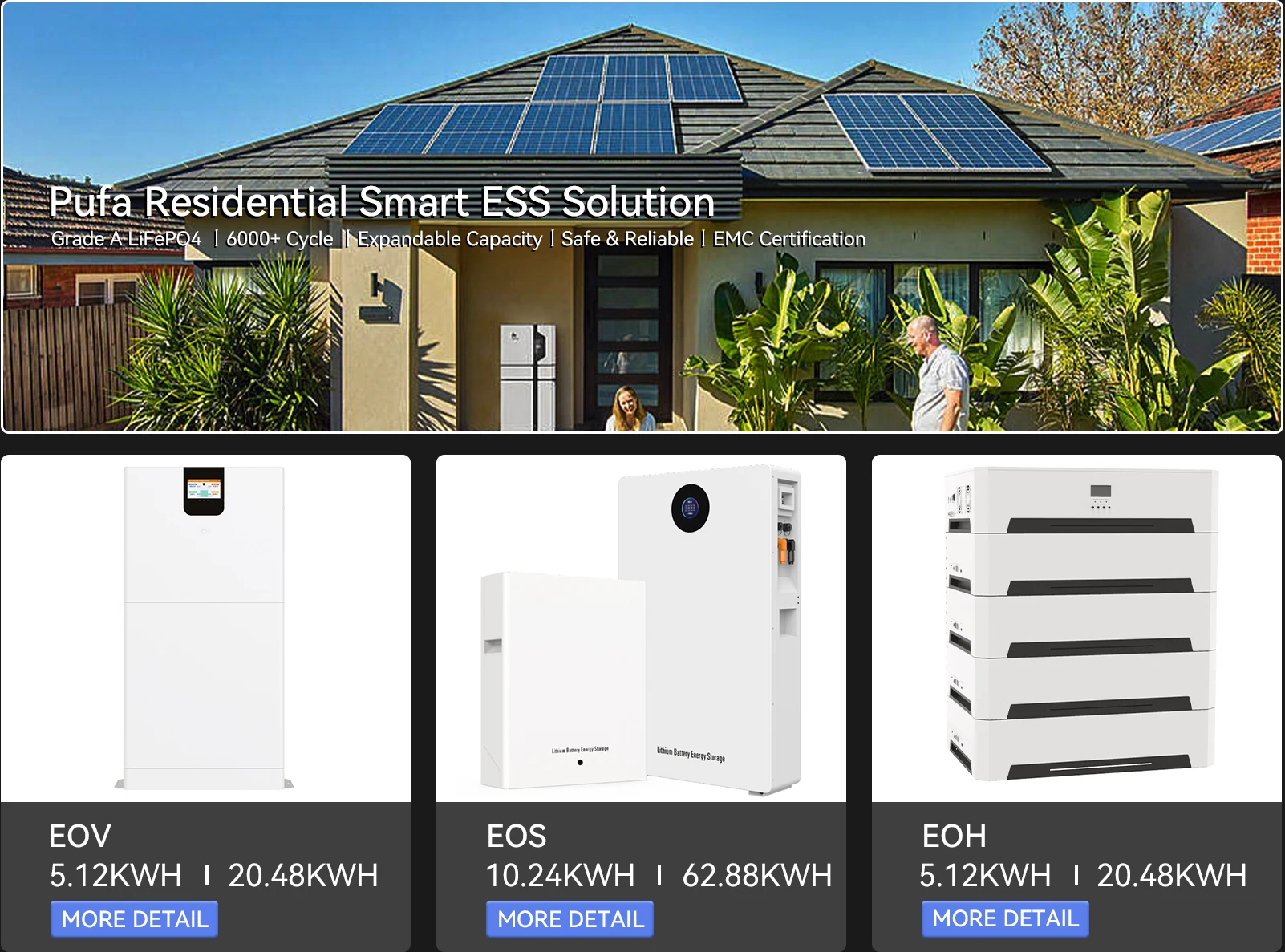 PUFA Home Powerwall Energy Storage Lifepo4 Battery 48V 100Ah 200Ah 5Kwh 10Kwh Power Wall Solar Lithium Ion Battery supplier