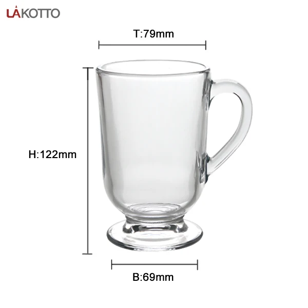 hot selling Irish coffee mug creative clear 10oz inner patter glass Irish Milkshake Cup with handle and stand