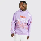 Hoodie Custom High Quality Men Fashion Oversized Official Flame Print Hoodie