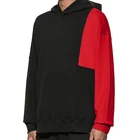 Red Black Hoodie Cheap Fashion Cool 2 Tone Black And Red Loose Men Hoodie Sweatshirt