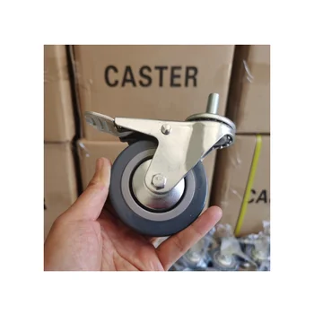 Zr M M Thread Stem Casters Mm Grey Rubber Pvc Screw