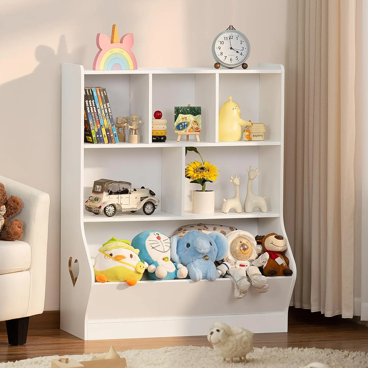 3 Tier 6 Cubby Cabinet Wood Book Shelf Kids Storage Organizer Children Bookcase and Bookshelf manufacture