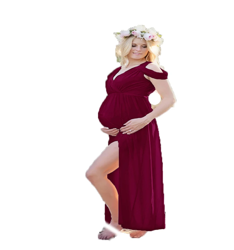 New Style Maternity Gown Sexy Deep V 