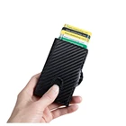 Wallet 2021 Casekey Mini Extra Slim Real Carbon Fiber Card Holder Metal RFID Card Organizer Wallet Ladies Purse