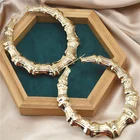 Hoop Alloyalloy Design Earring QIANZUYIN Fashion Women 18k Gold Plated Hoop Circular Bamboo Big Earrings
