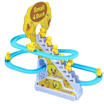 2024 Popular Climb Stairs Roller Coaster Electricity Track Slide Stairs Model Car Duck Train Slot Gifts Toys For Kids