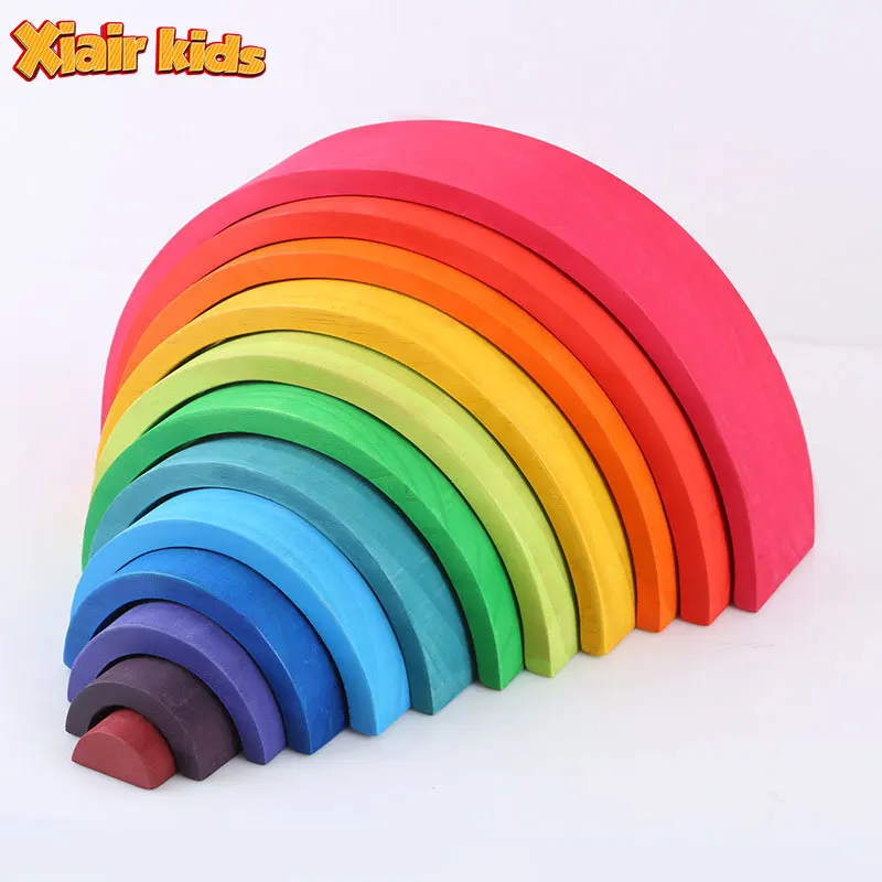 wooden rainbow block set