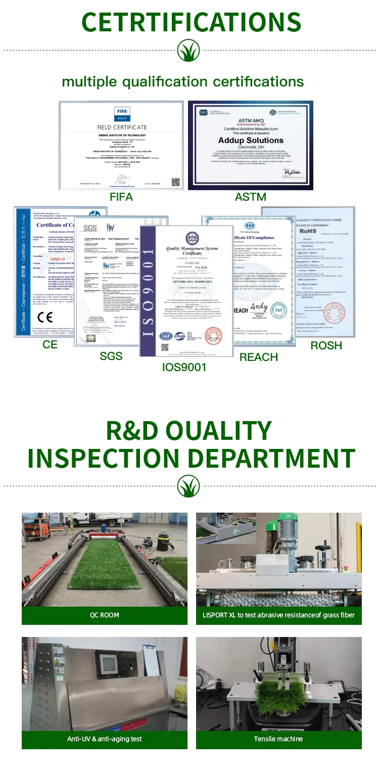 High Performance Artificial Football Turf with 50mm Pile Height CE/ISO90001 Certified and 5-8 Years Service Life