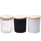 Glass Glassglassglass Wholesale Empty Luxury Matte Black Frosted Glass Candle Jar With Lid