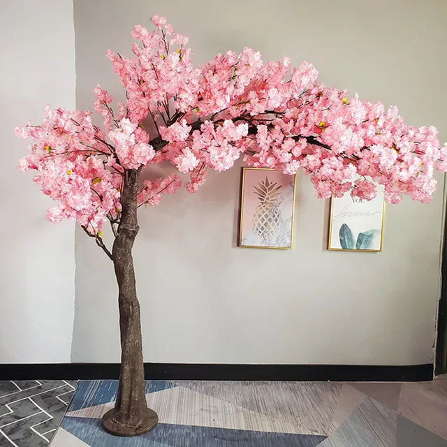2.5m 250cm indoor wedding decorative pink bionic sakura flower arch tree canopy artificial cherry blossom trees