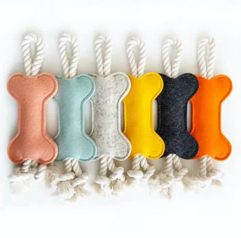 Colorful Bone-Shaped Dog Chew Toy Durable PVC and Felt Molar Rod Sustainable and Fun for Play