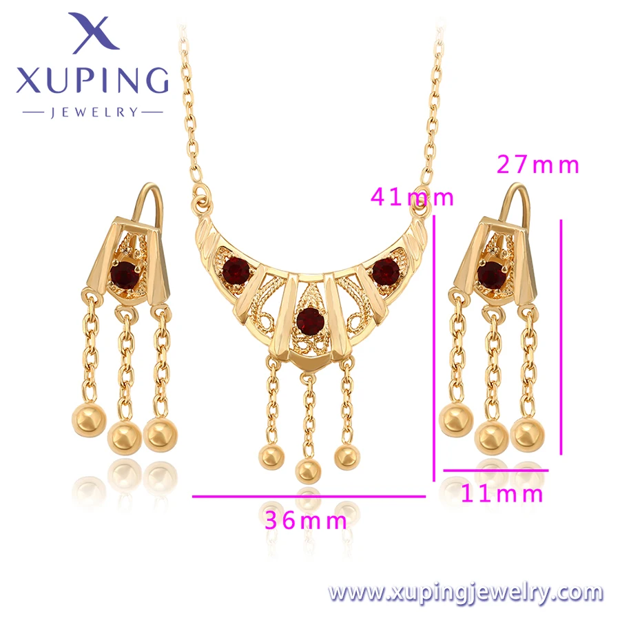 A00667380 Xuping Wholesale Fashion Gem High Quality 18K Gold Fringe Bead Female Jewelry Accessories Jewelry Set