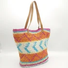 Beach Bag Wholesale Women Handbag Hand Woven Moroccan Straw Beach Tote Bag Crochet Paper Straw Multicolor Shopping Bag