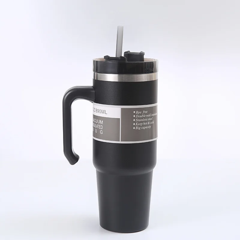 40oz Adventure Quencher stainless steel sublimation double wall vacuum metal cup travel coffee mug tumbler with handle and straw