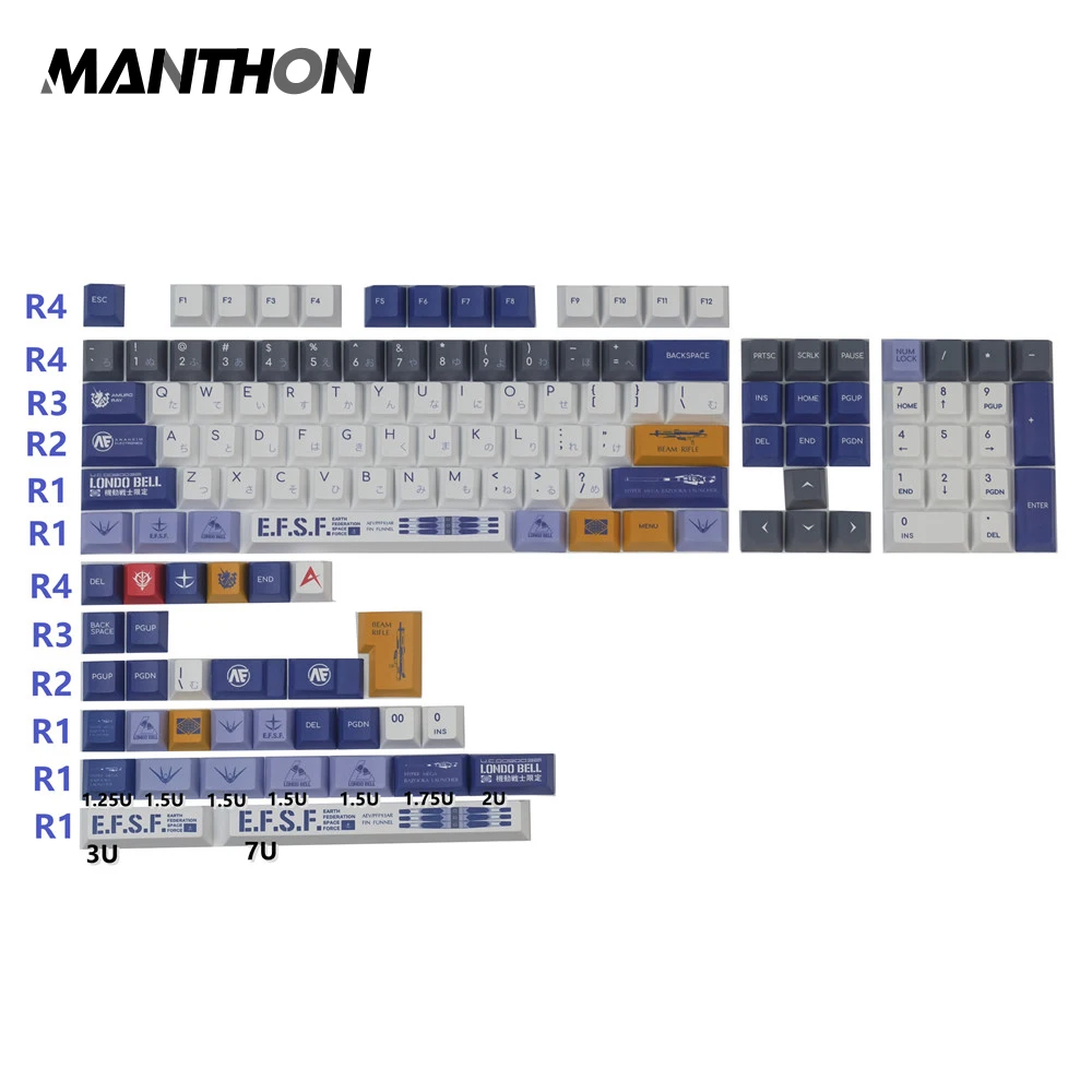 Hi V Gundam Keycaps Dye Sublimation Kca Profile Pbt Keycap For Custom