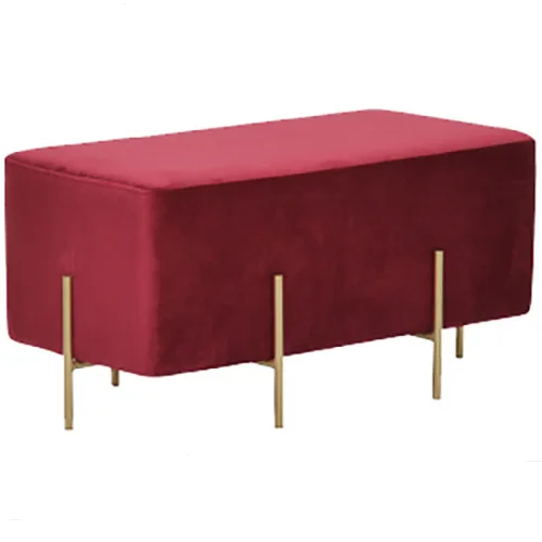 Metal base velvet rectangle ottoman bench stool event ottoman