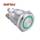 Push Button ONPOW 19mm GQ19F-10E Anti-vandal High Flat Head Momentary Ring Illuminated Push Button Switch CE Approved