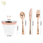Set Nicro Wholesale Cheap Reusable Decorative Wedding Dinner Party Rose Gold Plastic Plates Set Dinnerware