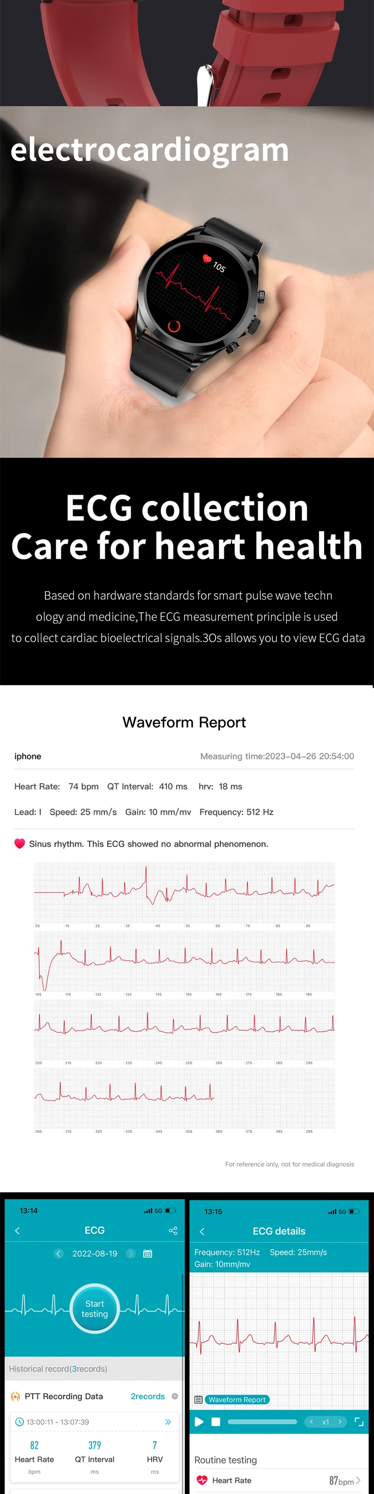 The Best Ecg Et440 Smart Watch Blood Oxygen Body Temperature 360*360 Hd Screen Health Smartwatch