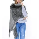 Shawl Shawls Woven Bevel Scarf Thickened Warm Square Plaid Scarf Shawl With Raw Edges