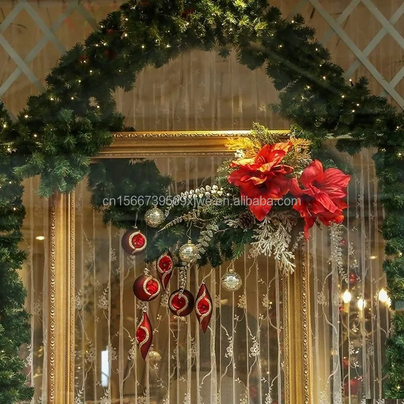 Popular Luxtry Custom 270cm Pine Shape Pvc Red Berry Christmas Pine Cone Garland for Decoration factory