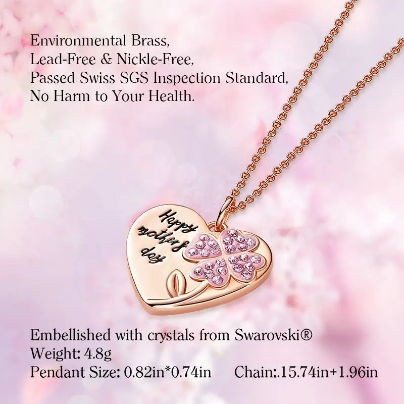 CDE N1800 Fashion Brass Copper Alloy Jewelry Wholesale Custom Pendant Rose Gold Plated Heart Necklace For Women Gift