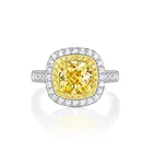 Gold White Gold Prong Setting Yellow CZ Diamond Ring Gold White Classic Design Jewelry 2 Carat Ice Out 18K Gold Ring