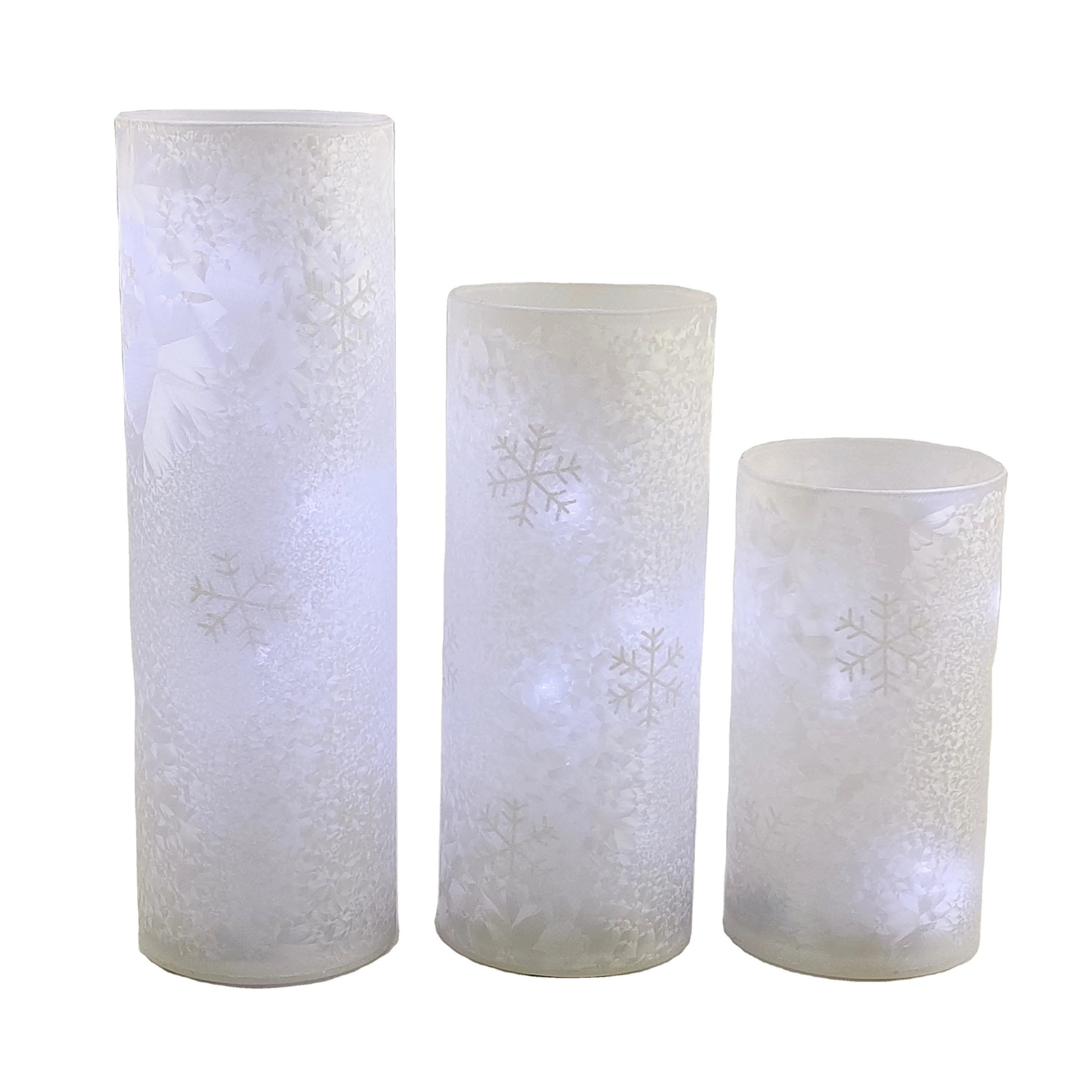 decorative glass candle holder frozen glass vase with handpainted star milk feather finish christmas decoration tube details