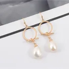Hoop Pearl Earrings Pearlfresh Water Pearl 2020 Plated Letter Shell Hoop Baroque Pearl Drop Earrings