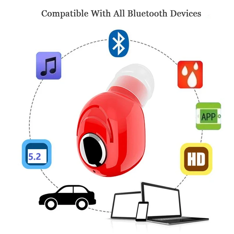 Mini X8 2024 New Upgraded Earphone High Quality Single Ear Wireless Earphone Hidden Earbud Living Streaming Sports Music Earbud