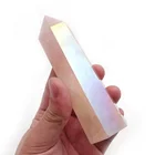 Point Point High Quality Electroplate Natural Stone Tower Angel Aura Rose Quartz Crystal Point