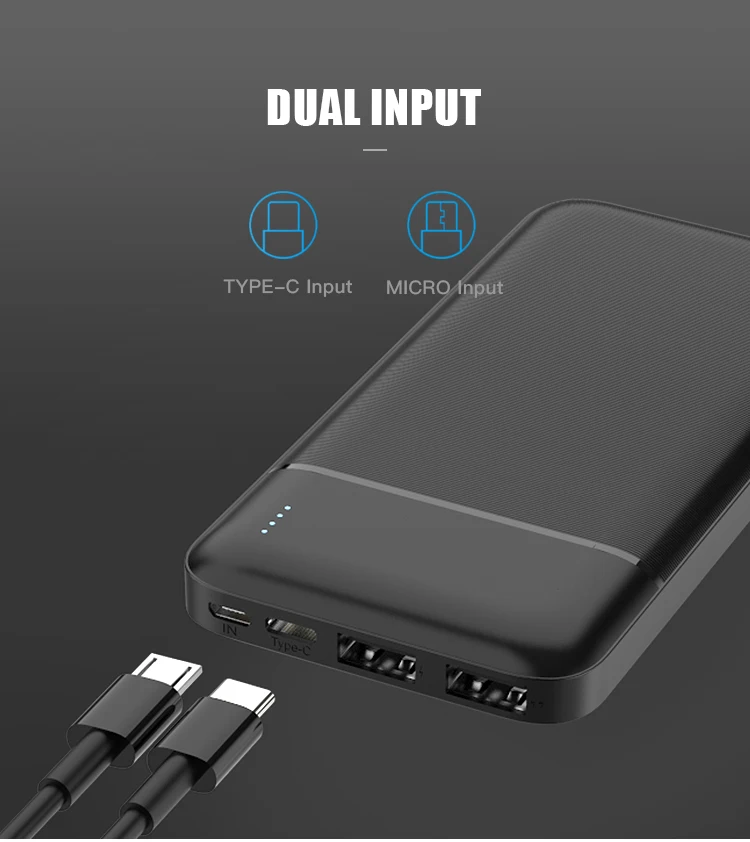 Customizable Logo Lithium Battery Power Bank 20000mAh Portable Charger Built-in Dual USB-A Ports Battery Pack RSK1-N