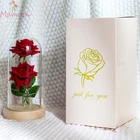 Flowers Glass Rose Valentine's Day Gift Wedding Decoration Gold Glass Rose Flowers Luminous Golden Rose