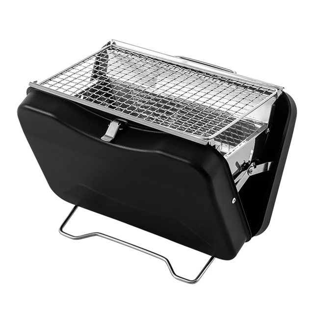 410 Stainless Steel Outdoor Folding Suitcase BBQ Grill Portable Briefcase Charcoal Barbecue Grill