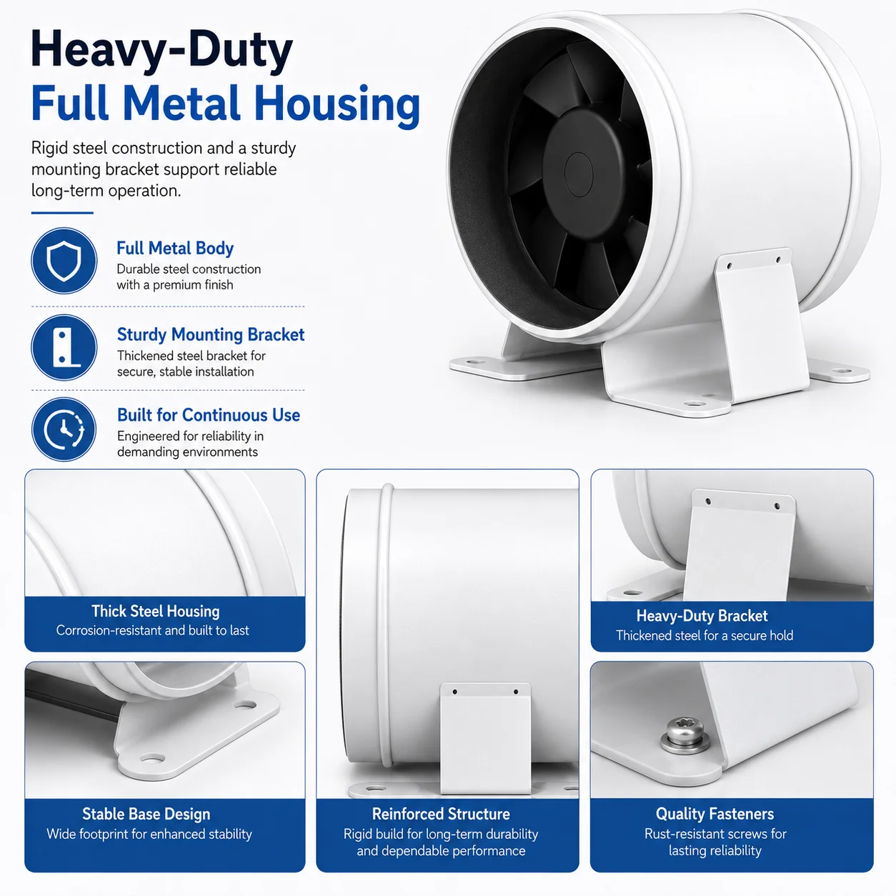 Inline Duct Fan, 870, CFM, HVAC - detail 8