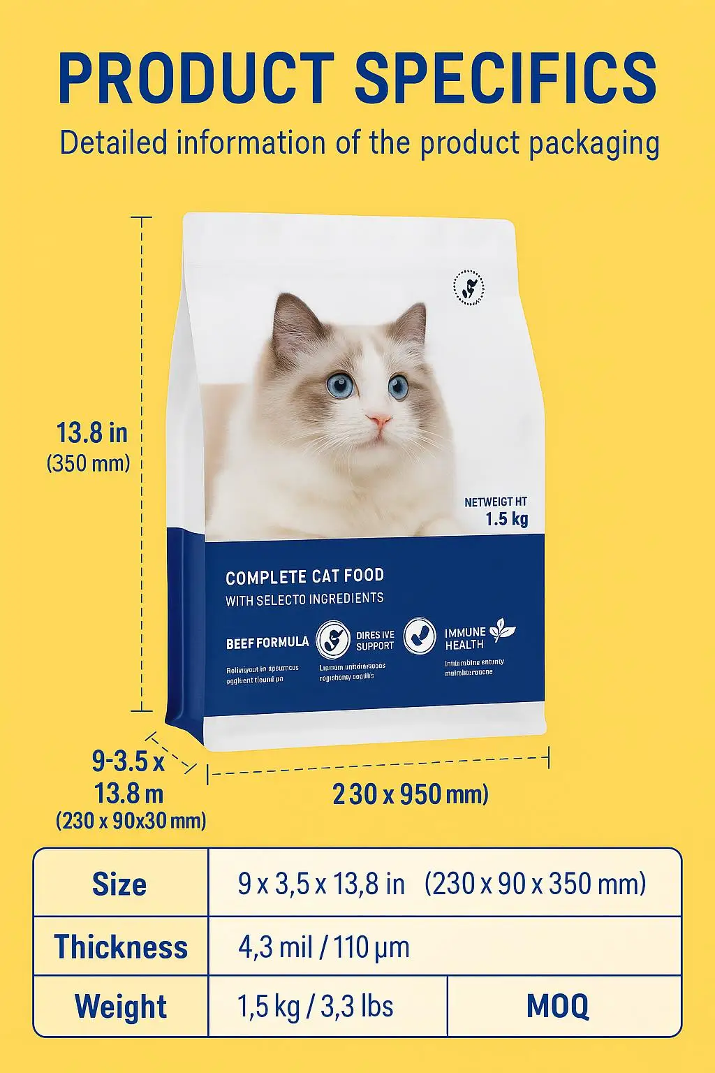Premium PE Flat Bottom Zipper Pet Food Packaging Custom Logo Food Grade for Baby Food Chewing Gum Salad Cakes Heat Resistant - detail 7