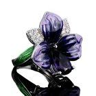 Purple Ring Ring Charm Purple Flower Alloy Ring Woman Crystal Fashion Jewelry
