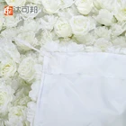Wedding Wholesale Price 3D Effect Floral White Artificial Fake Rose Backdrop Flower Wall For Wedding Director