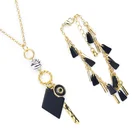 Gold Necklace 14K Gold Plated Black Rhomb Pendant Necklace Exquisite Gift Jewelry