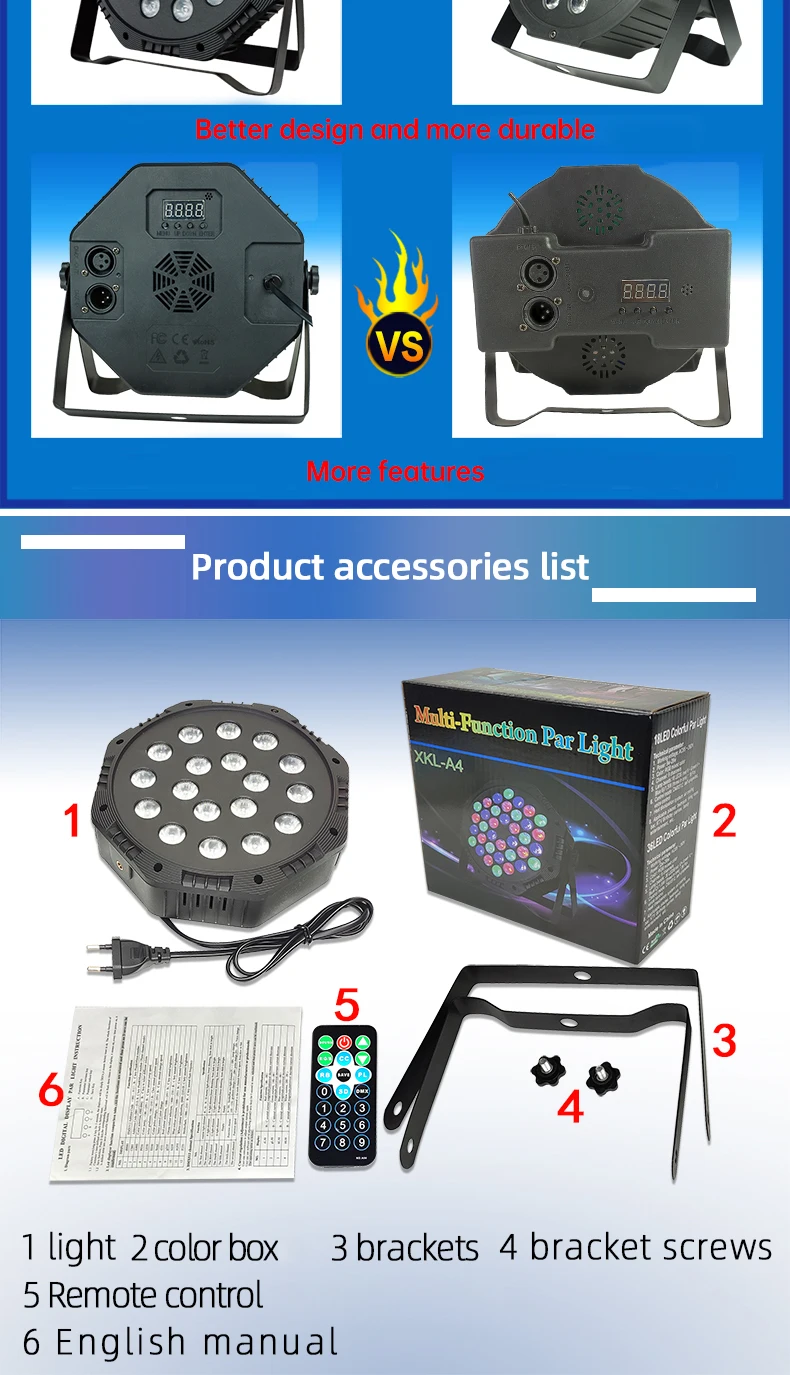 Dingdian 18 LED Stage Par Lighting Colorful Color Dj Equipment Gig Bar Led Par Bar Stage Lighting With Stand LED Stage Par Light