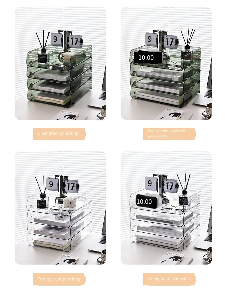 Transparent Desktop File Storage Shelf Bookshelf Book Desk Storage Shelf Office Acrylic A4 Paper Organizing Box