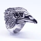 Ring Mens Stainless Steel Eagle Ring Red Crystal Eye Punk Style Men's Jewelry Ring Hip-Hop Biker Boy's Cool Jewelry
