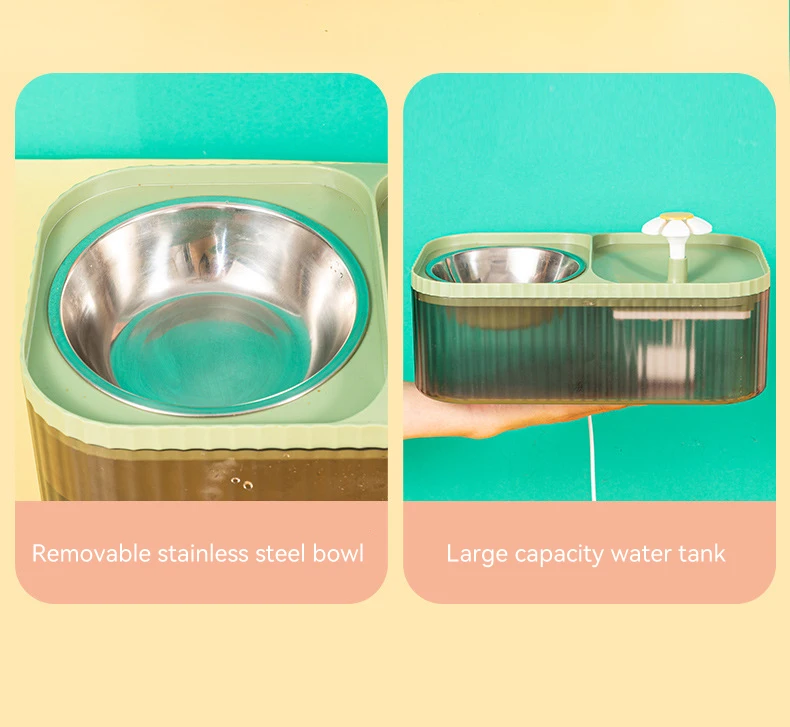 Pet Cat Water Fountain Drinking Bowl With Food Bowl USB Automatic Water Dispenser Super Quiet Drinker Cat Water Fountain details