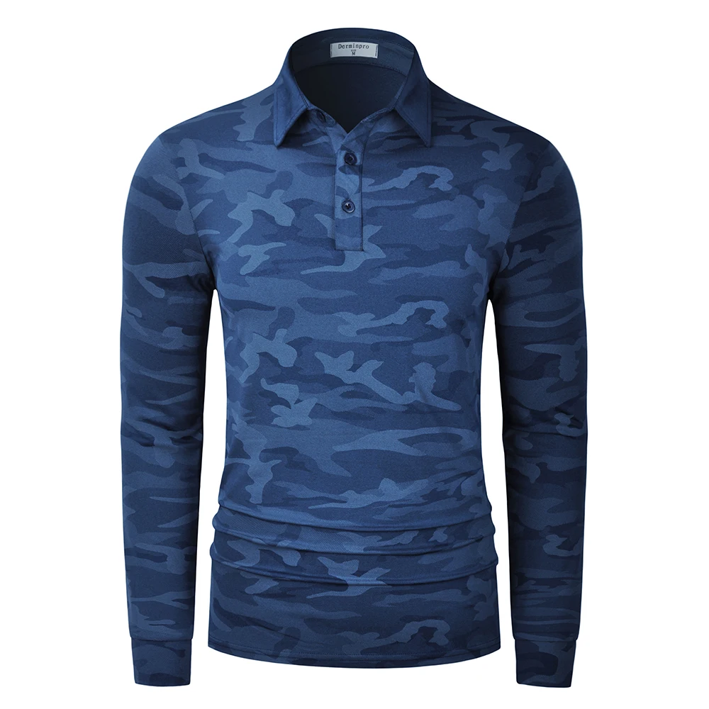 Men's Camouflage Golf Shirts OEM Custom Long Sleeve Quick Dry Camo Golf Polo T Shirt