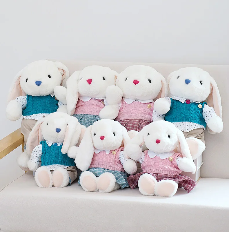 30cm cute rabbit plush toys with cloth  machine doll stuffed animal toy long ears bunny doll decoration for kids