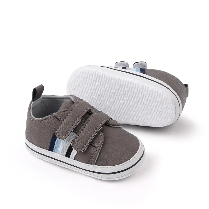 Spring and Autumn 0-1 Year Old Baby Boy Solid Color Striped Soft Soled Casual Toddler Shoes manufacture